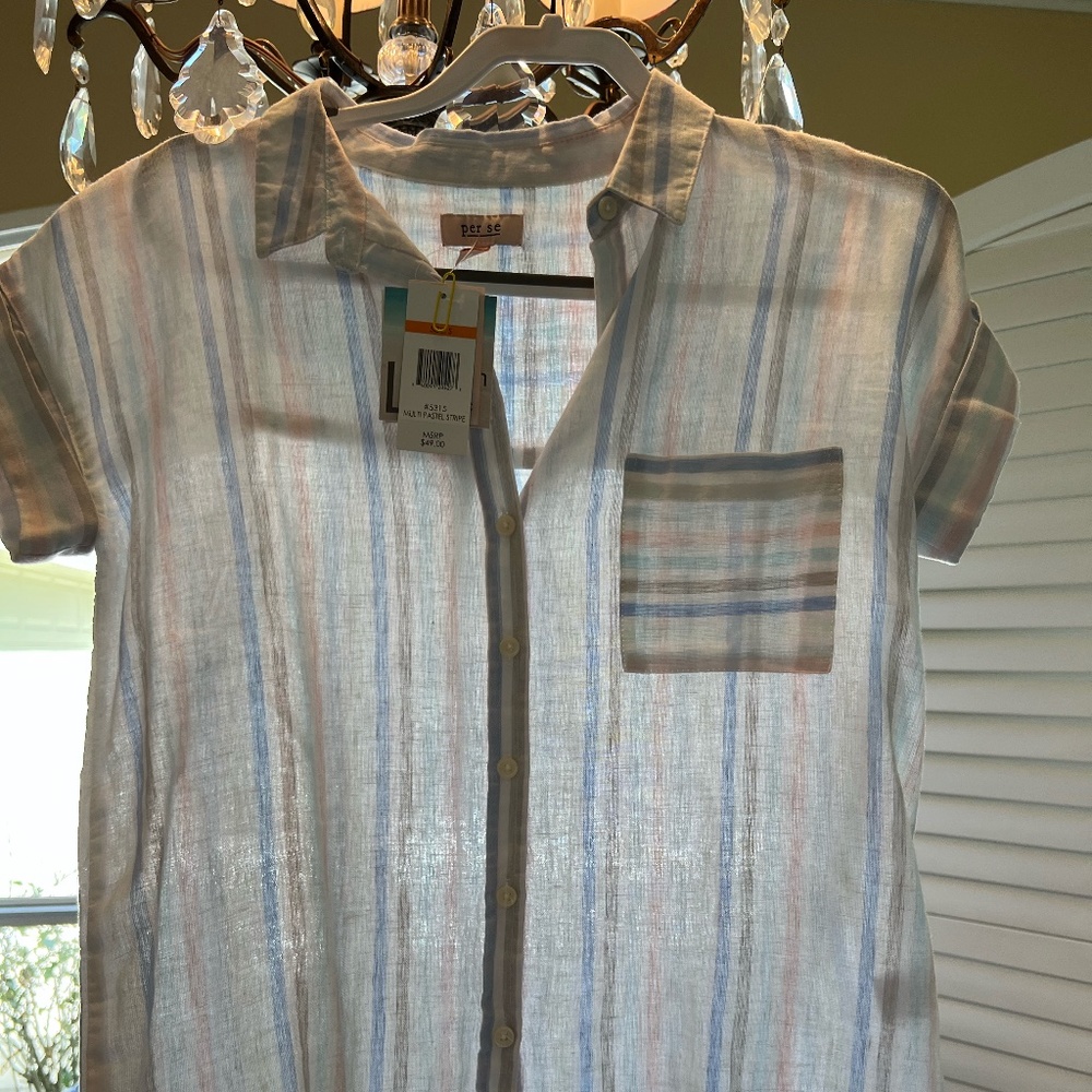 Linen cap sleeve blouse/top